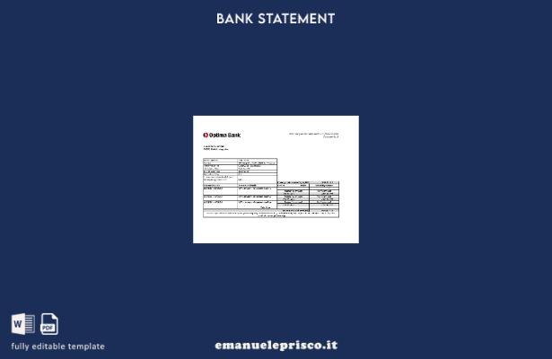 modello Excel di estratto conto bancario Kirghizistan Optima in stile verificato